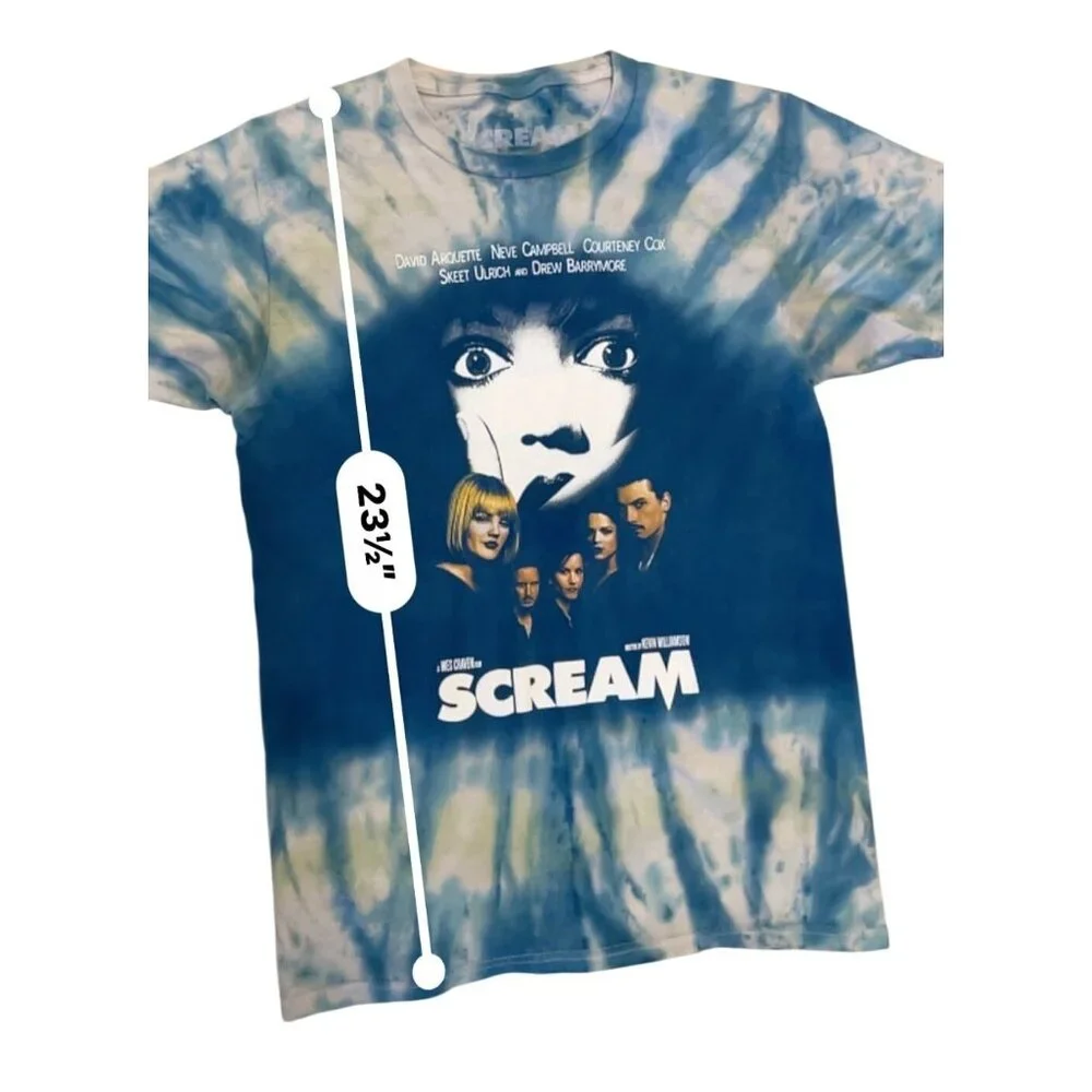 Scream Movie Poster Tie-Dye Graphic T-Shirt - Blue & Grey - Size Small Ghostface - Picture 4 of 6